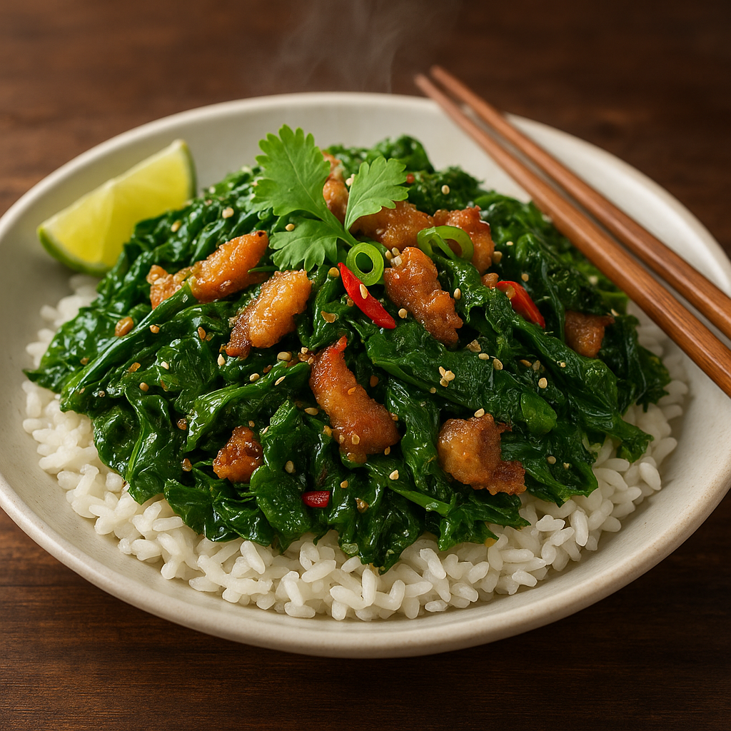 Stir-Fried Kale with Salted Fish