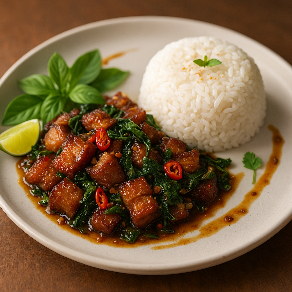 Stir-fried Crispy Pork with Holy Basil
