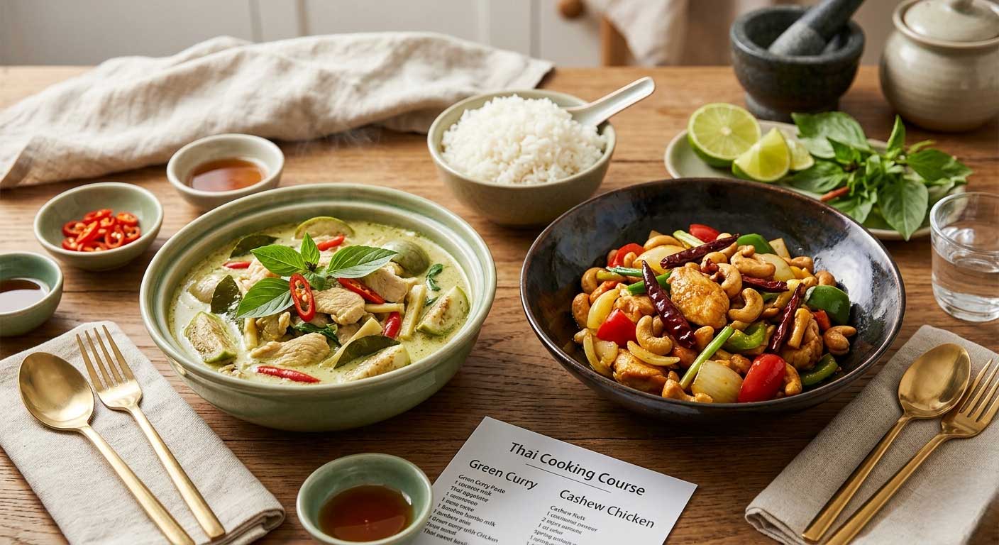 Authentic Thai Home Cooking: Green Curry & Cashew Chicken