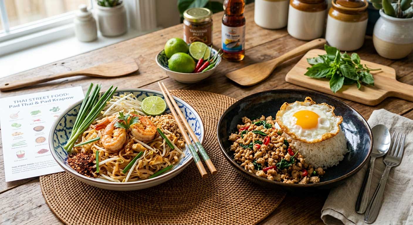 Thai Street Food Classics: Pad Thai & Holy Basil Stir-fry